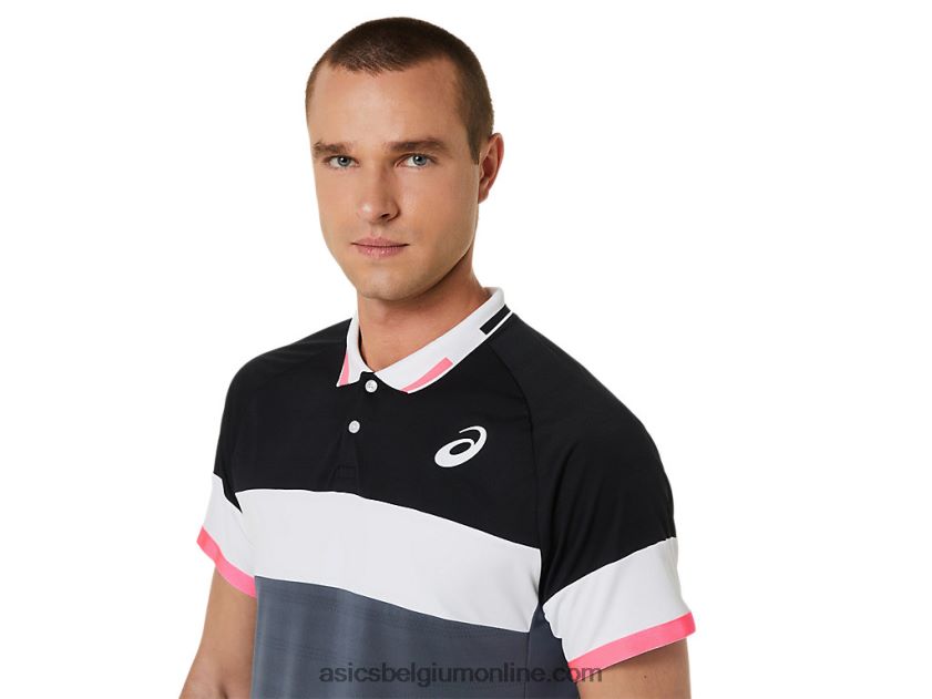 wedstrijdpoloshirt voor heren V6HXR2564 performance zwart/drager grijs Asics