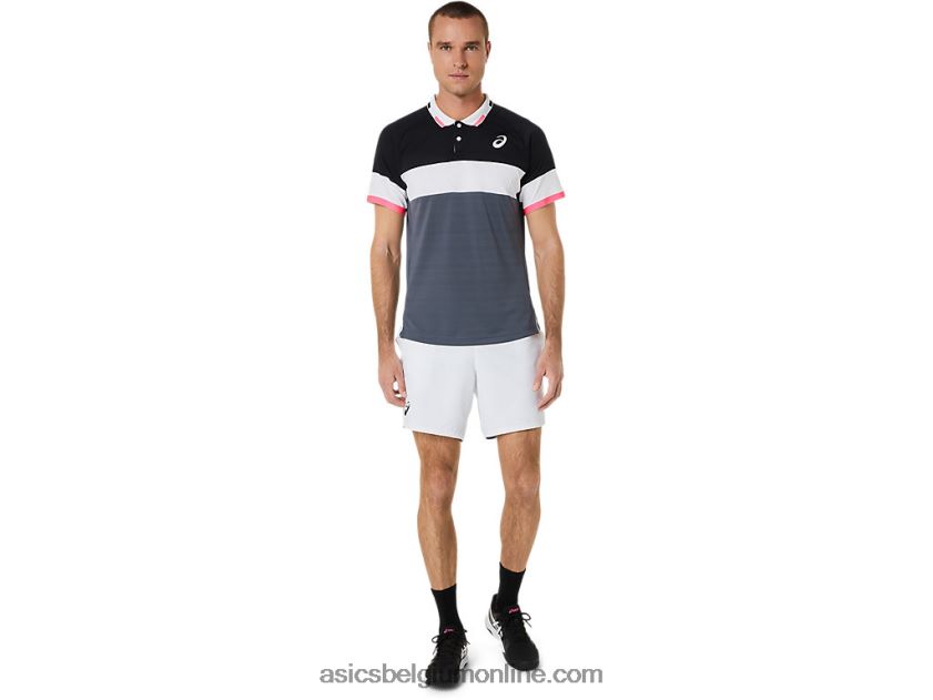 wedstrijdpoloshirt voor heren V6HXR2564 performance zwart/drager grijs Asics
