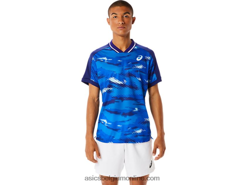 wedstrijdshirt met korte mouwen voor heren V6HXR21076 duik blauw Asics