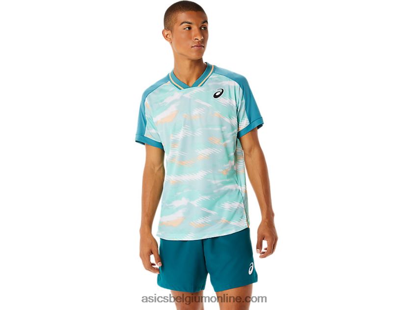 wedstrijdshirt met korte mouwen voor heren V6HXR21090 mistige pijnboom Asics