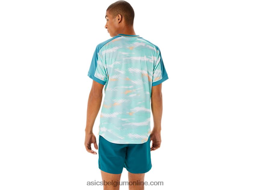 wedstrijdshirt met korte mouwen voor heren V6HXR21090 mistige pijnboom Asics