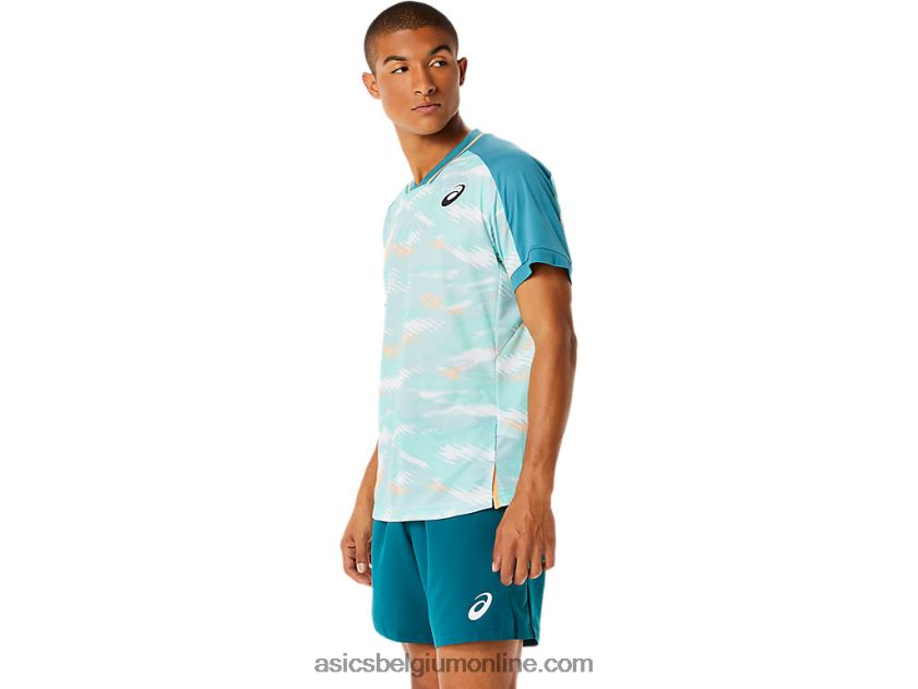 wedstrijdshirt met korte mouwen voor heren V6HXR21090 mistige pijnboom Asics