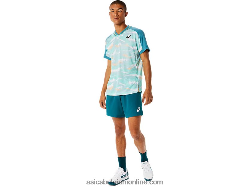 wedstrijdshirt met korte mouwen voor heren V6HXR21090 mistige pijnboom Asics