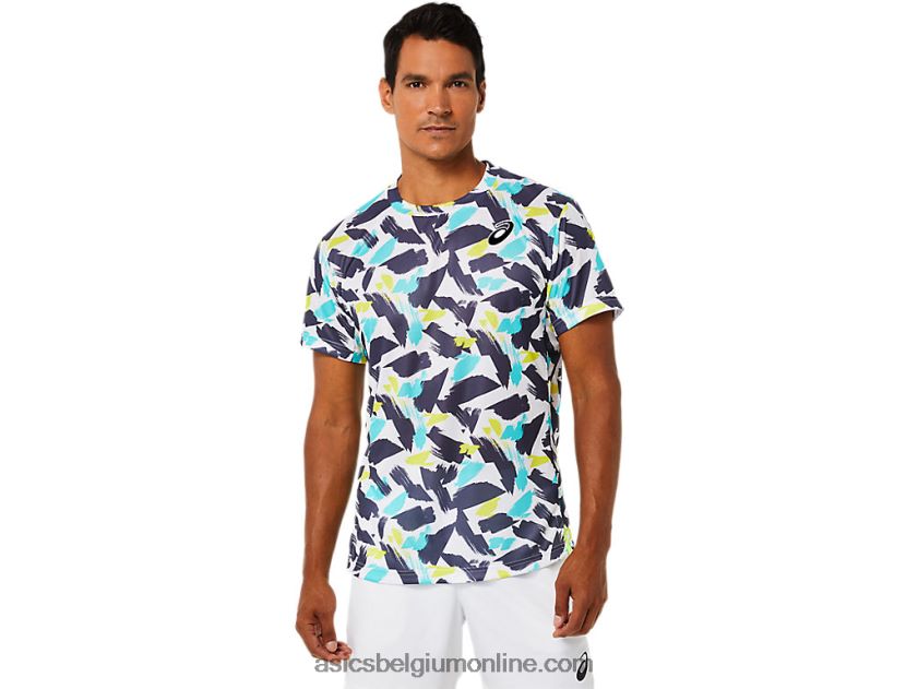 wedstrijdshirt met korte mouwen voor heren V6HXR21498 briljant wit Asics