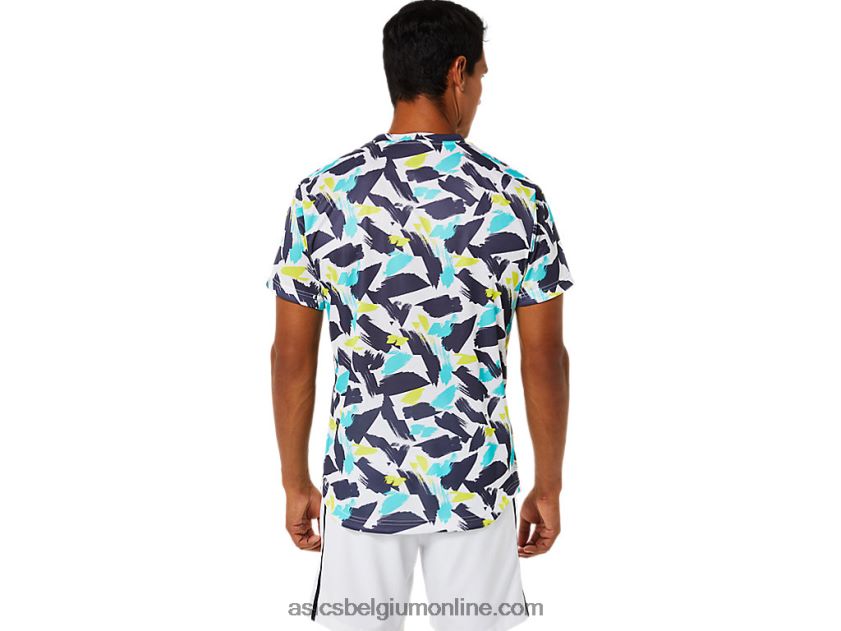 wedstrijdshirt met korte mouwen voor heren V6HXR21498 briljant wit Asics