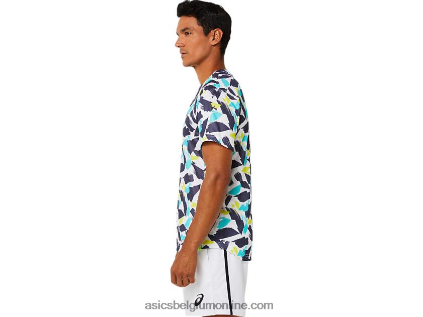 wedstrijdshirt met korte mouwen voor heren V6HXR21498 briljant wit Asics