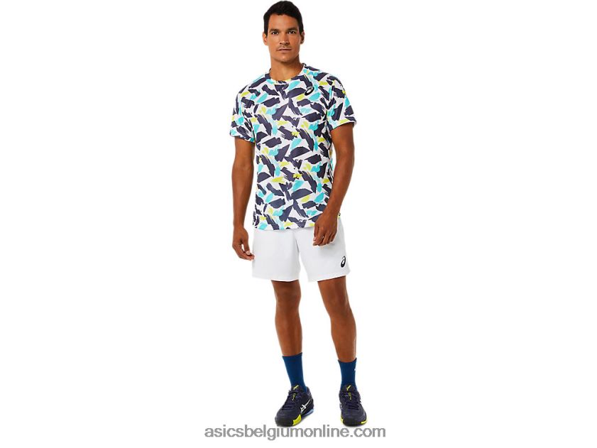 wedstrijdshirt met korte mouwen voor heren V6HXR21498 briljant wit Asics