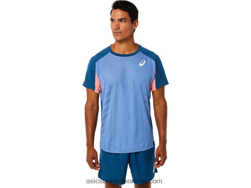 wedstrijdshirt met korte mouwen voor heren V6HXR21509 licht indigo Asics