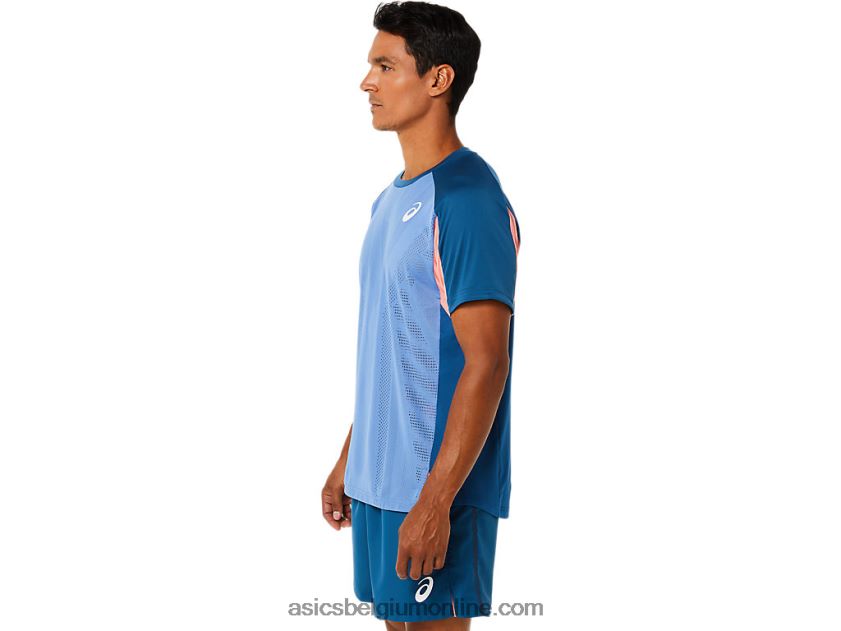 wedstrijdshirt met korte mouwen voor heren V6HXR21509 licht indigo Asics