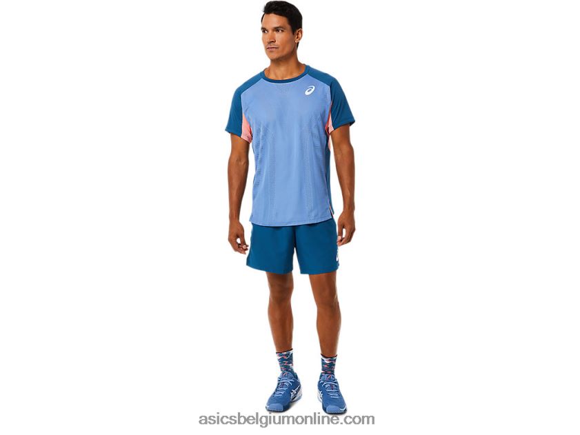 wedstrijdshirt met korte mouwen voor heren V6HXR21509 licht indigo Asics