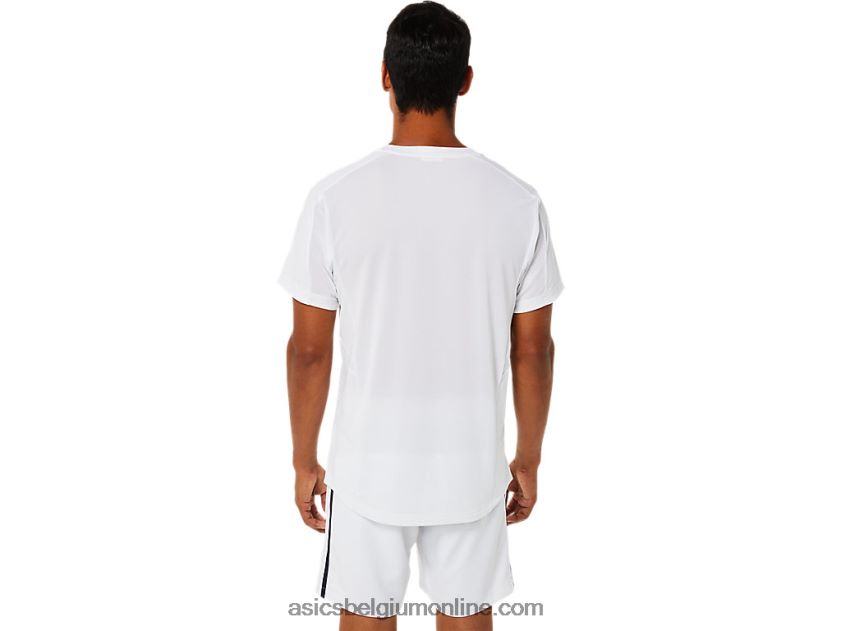 wedstrijdshirt met korte mouwen voor heren V6HXR21522 briljant wit Asics