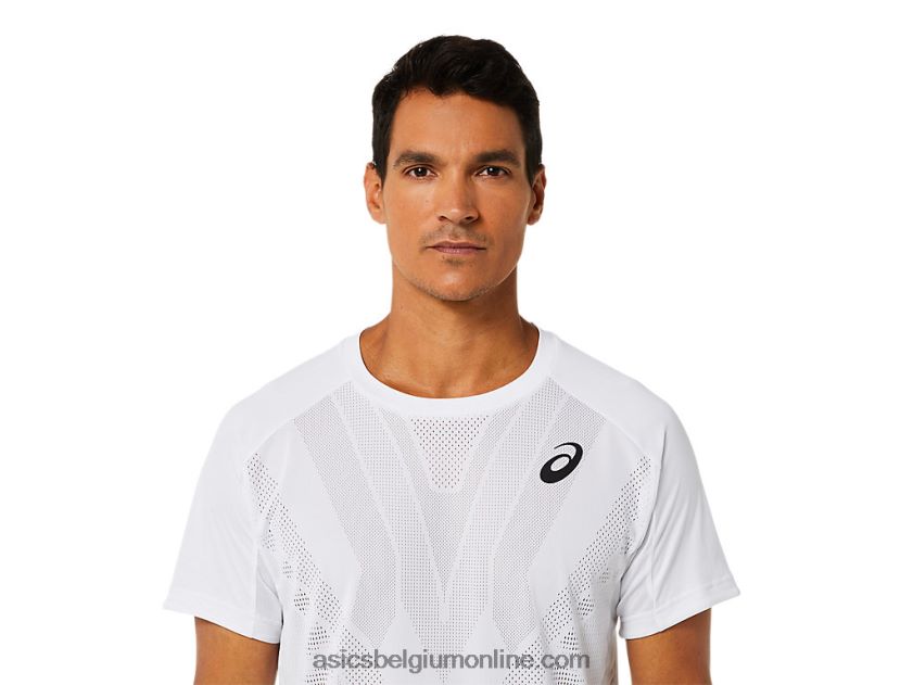 wedstrijdshirt met korte mouwen voor heren V6HXR21522 briljant wit Asics