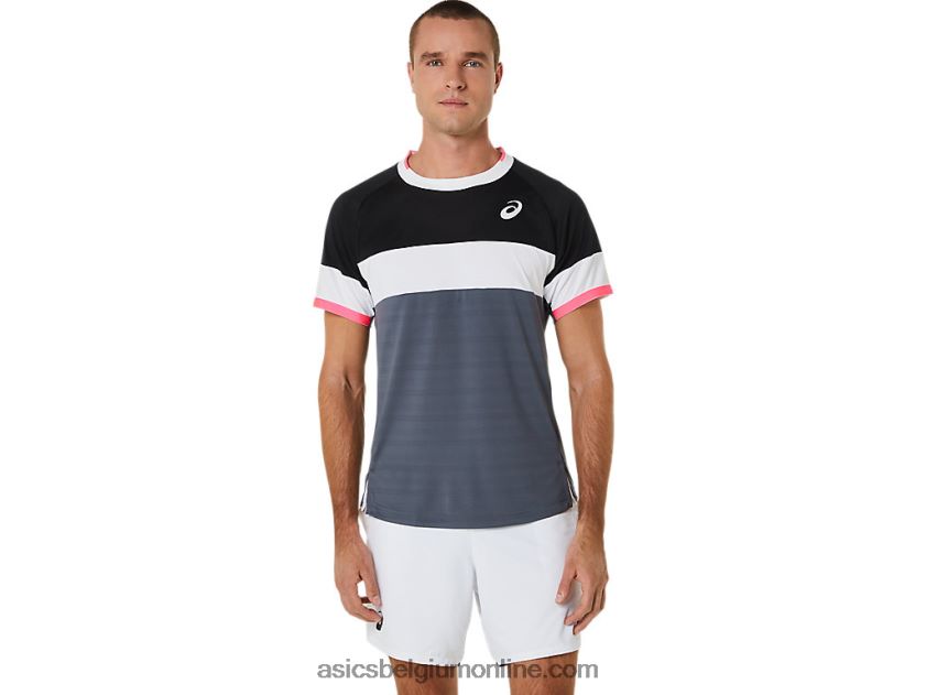 wedstrijdshirt met korte mouwen voor heren V6HXR2454 performance zwart/drager grijs Asics