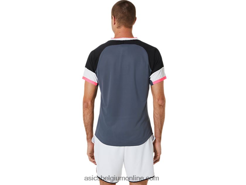 wedstrijdshirt met korte mouwen voor heren V6HXR2454 performance zwart/drager grijs Asics