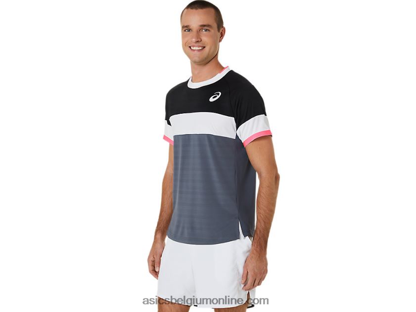 wedstrijdshirt met korte mouwen voor heren V6HXR2454 performance zwart/drager grijs Asics