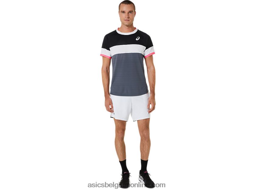 wedstrijdshirt met korte mouwen voor heren V6HXR2454 performance zwart/drager grijs Asics