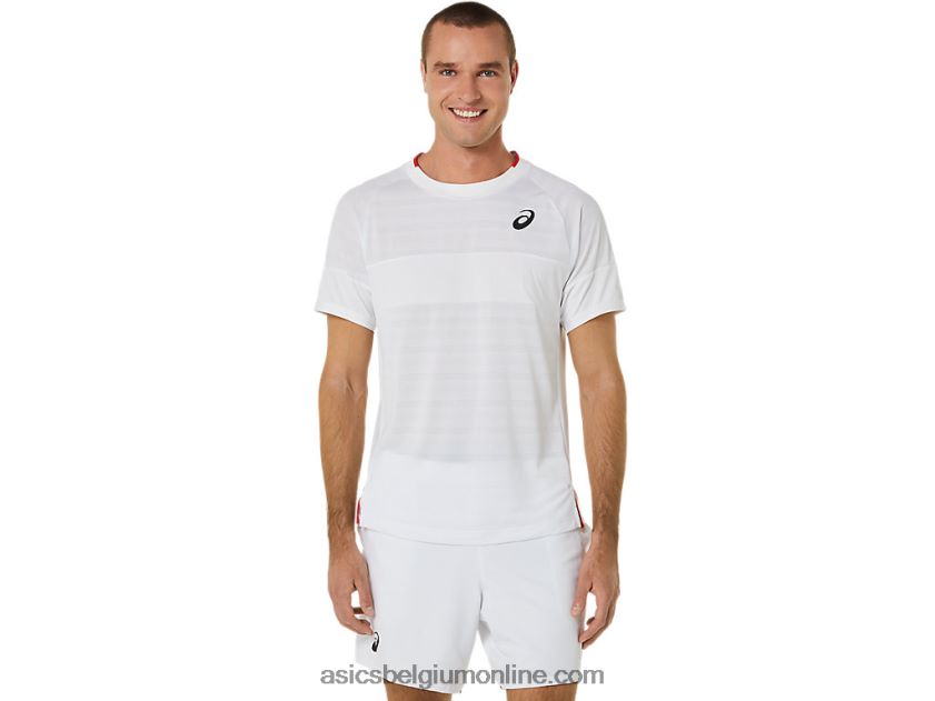 wedstrijdshirt met korte mouwen voor heren V6HXR2499 briljant wit Asics