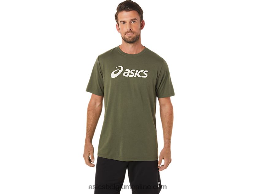 xg T-shirt met opklapbaar logo en korte mouwen V6HXR21655 olijf canvas Asics