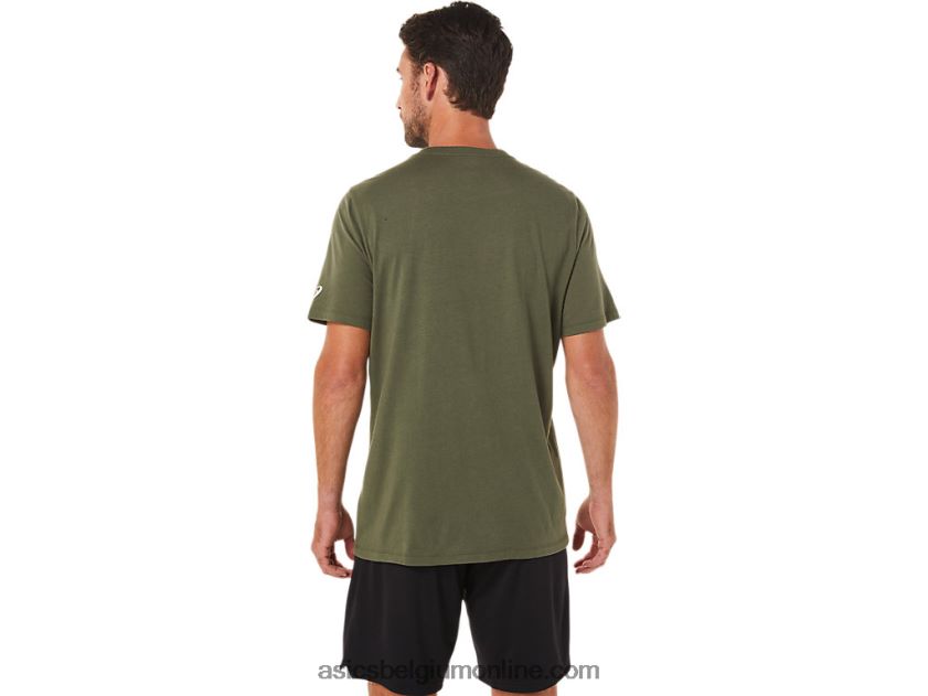xg T-shirt met opklapbaar logo en korte mouwen V6HXR21655 olijf canvas Asics