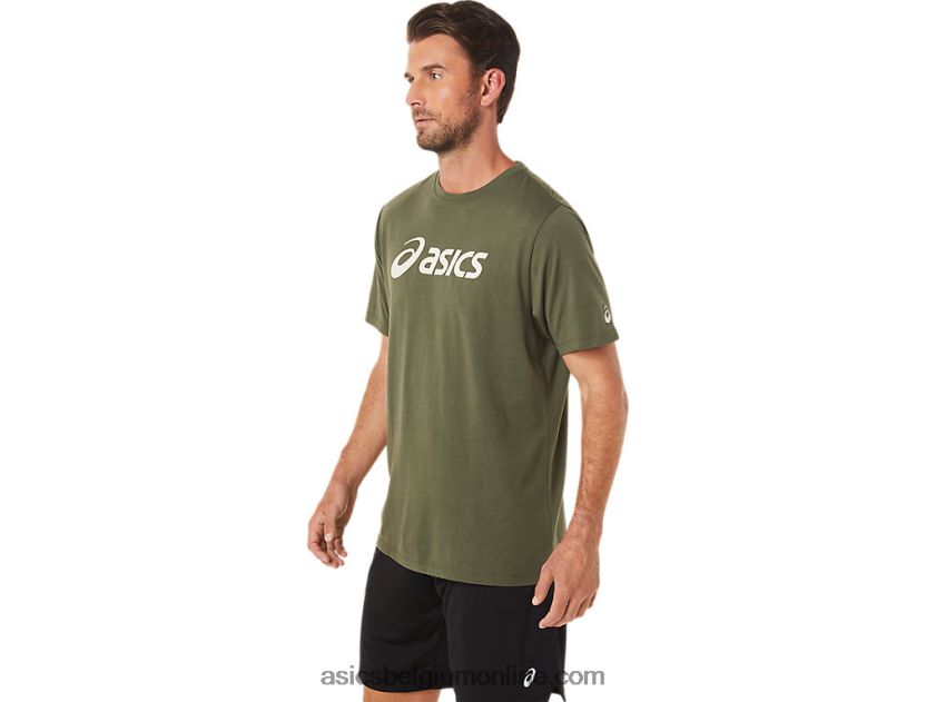 xg T-shirt met opklapbaar logo en korte mouwen V6HXR21655 olijf canvas Asics