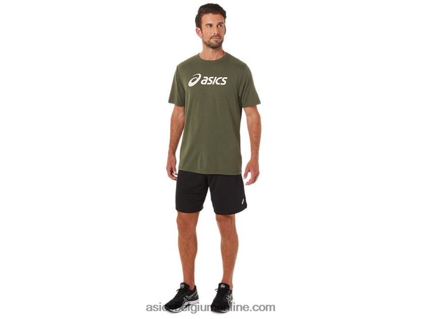 xg T-shirt met opklapbaar logo en korte mouwen V6HXR21655 olijf canvas Asics