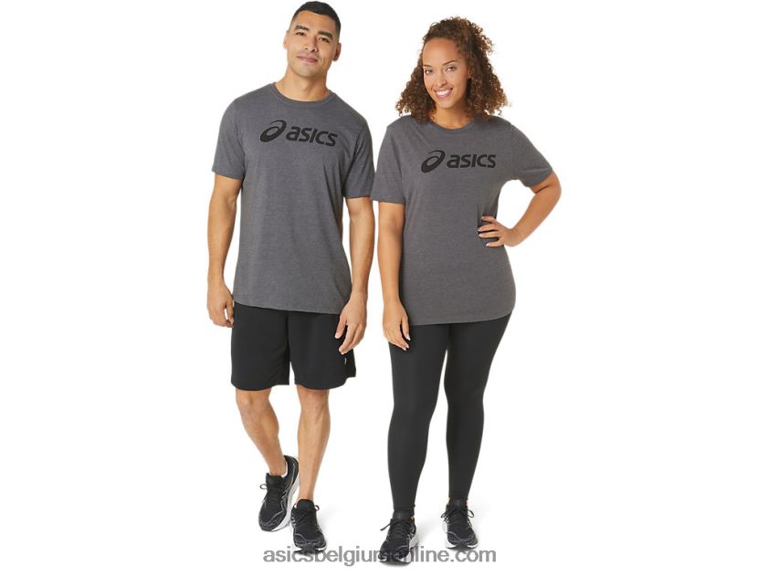 xg T-shirt met opklapbaar logo en korte mouwen V6HXR22076 donkergrijze heide Asics