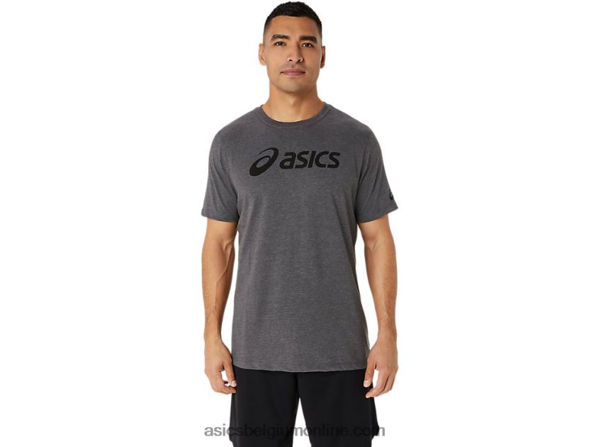 xg T-shirt met opklapbaar logo en korte mouwen V6HXR22076 donkergrijze heide Asics