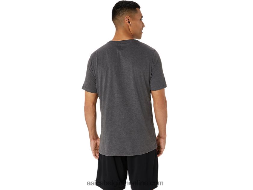 xg T-shirt met opklapbaar logo en korte mouwen V6HXR22076 donkergrijze heide Asics