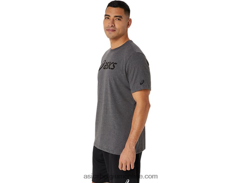xg T-shirt met opklapbaar logo en korte mouwen V6HXR22076 donkergrijze heide Asics