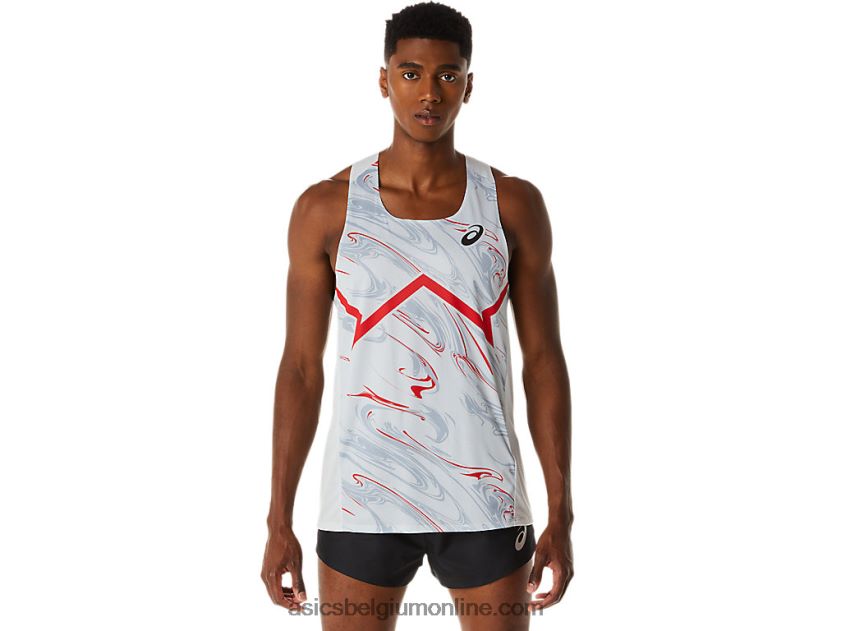 cj-line light singlet voor heren V6HXR2276 gletsjergrijs/elektrisch rood Asics