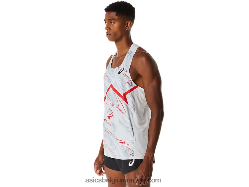 cj-line light singlet voor heren V6HXR2276 gletsjergrijs/elektrisch rood Asics