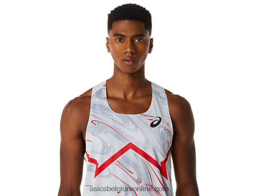 cj-line light singlet voor heren V6HXR2276 gletsjergrijs/elektrisch rood Asics