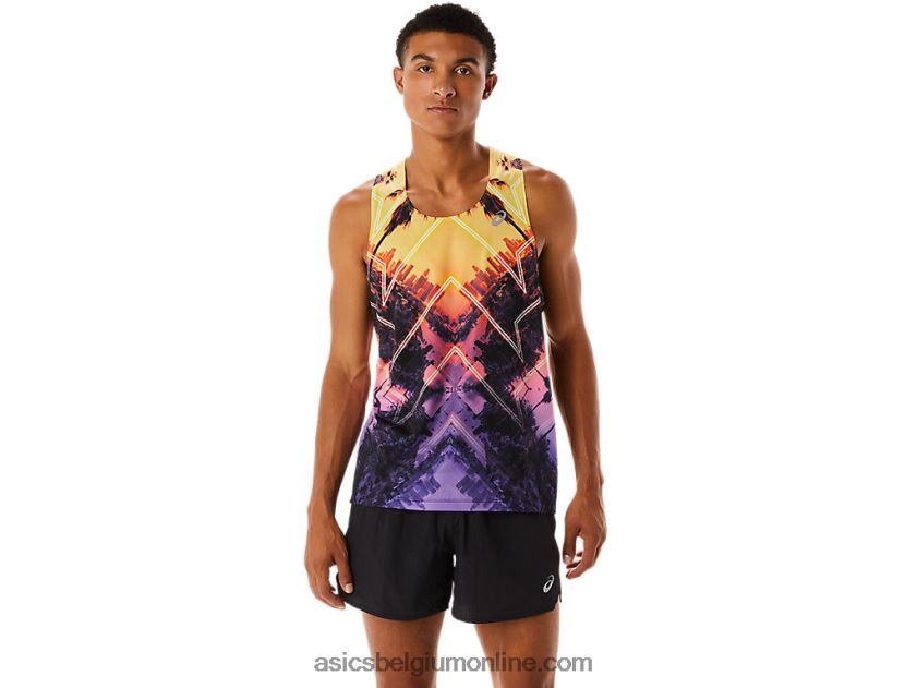 heren marathon singlet V6HXR2252 lichtoranje/oranje pop/amethist Asics