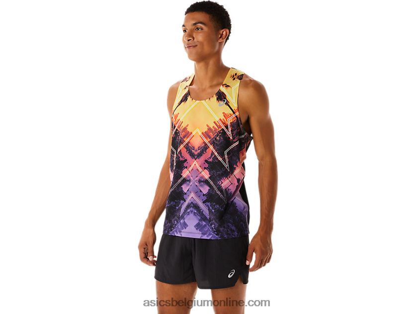 heren marathon singlet V6HXR2252 lichtoranje/oranje pop/amethist Asics