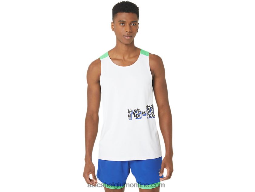 nieuw sterk hergebruikt hardloopsinglet voor heren V6HXR230 wit/spoor Asics
