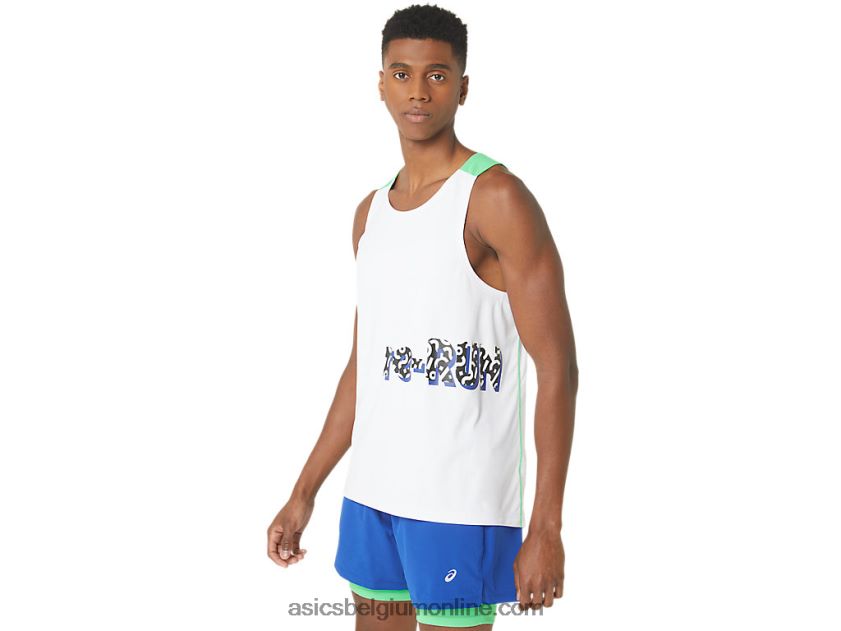 nieuw sterk hergebruikt hardloopsinglet voor heren V6HXR230 wit/spoor Asics