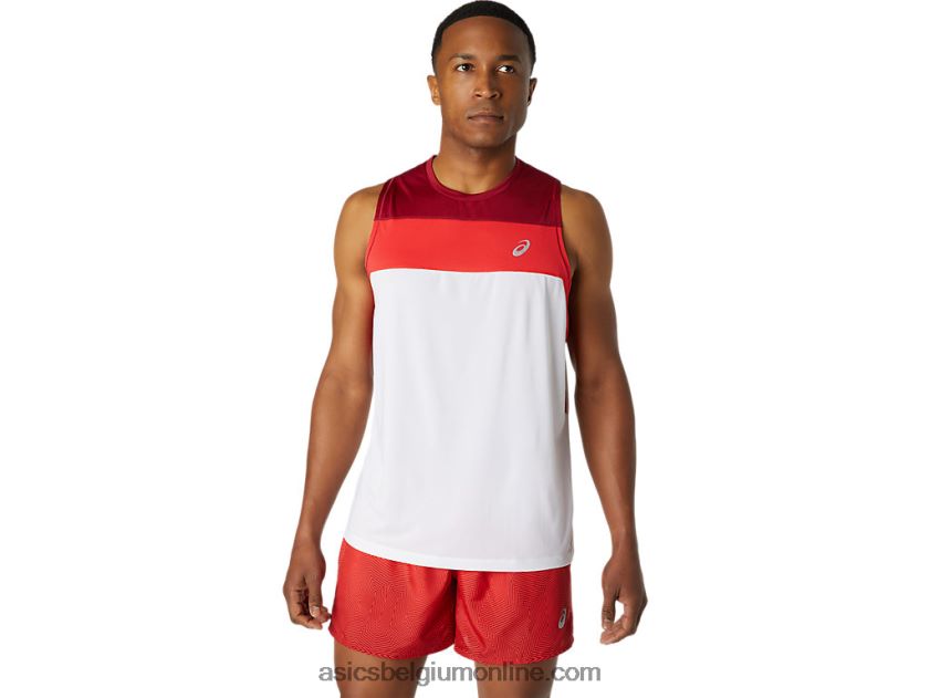 race-singlet voor heren V6HXR21737 schitterend wit/bordeaux Asics
