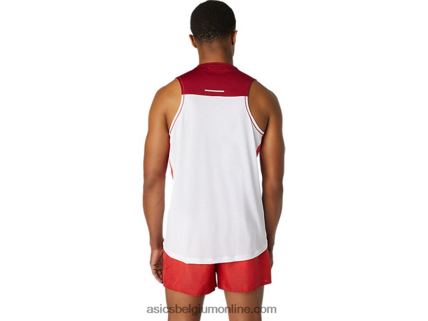 race-singlet voor heren V6HXR21737 schitterend wit/bordeaux Asics