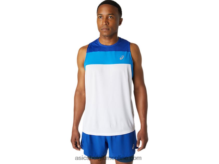 race-singlet voor heren V6HXR21746 schitterend wit/monacoblauw Asics
