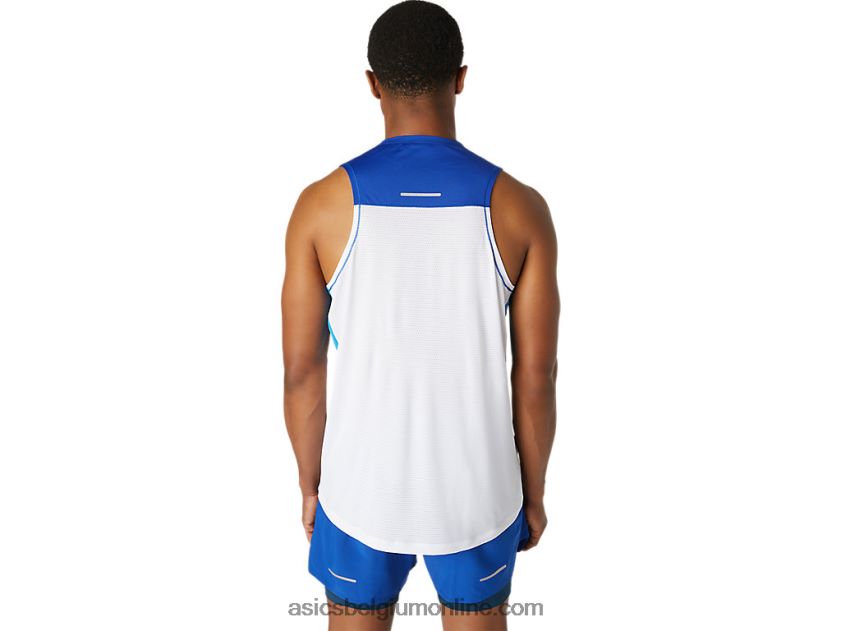 race-singlet voor heren V6HXR21746 schitterend wit/monacoblauw Asics