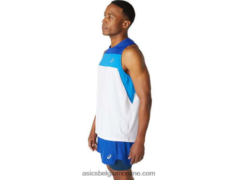race-singlet voor heren V6HXR21746 schitterend wit/monacoblauw Asics