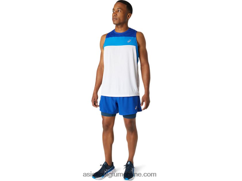 race-singlet voor heren V6HXR21746 schitterend wit/monacoblauw Asics
