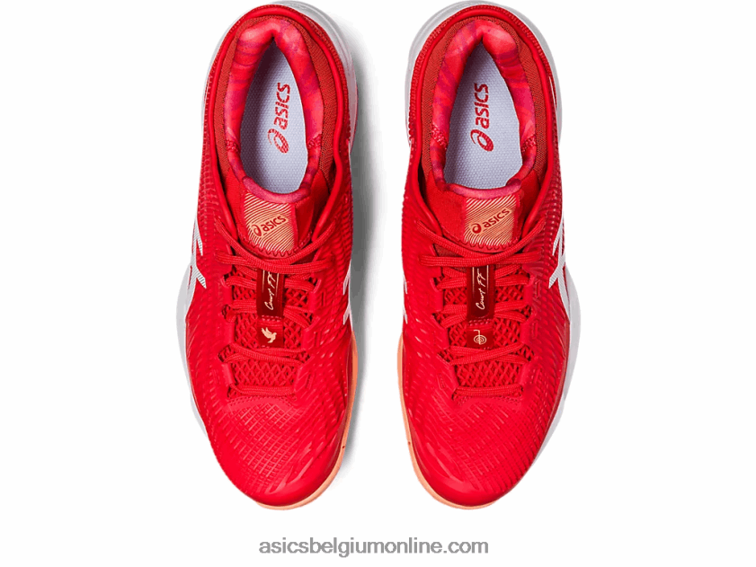 rechtbank ff 3 novak V6HXR263 vurig rood/wit Asics