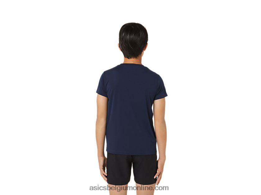 tennisshirt met korte mouwen voor kinderen V6HXR24231 middernacht Asics
