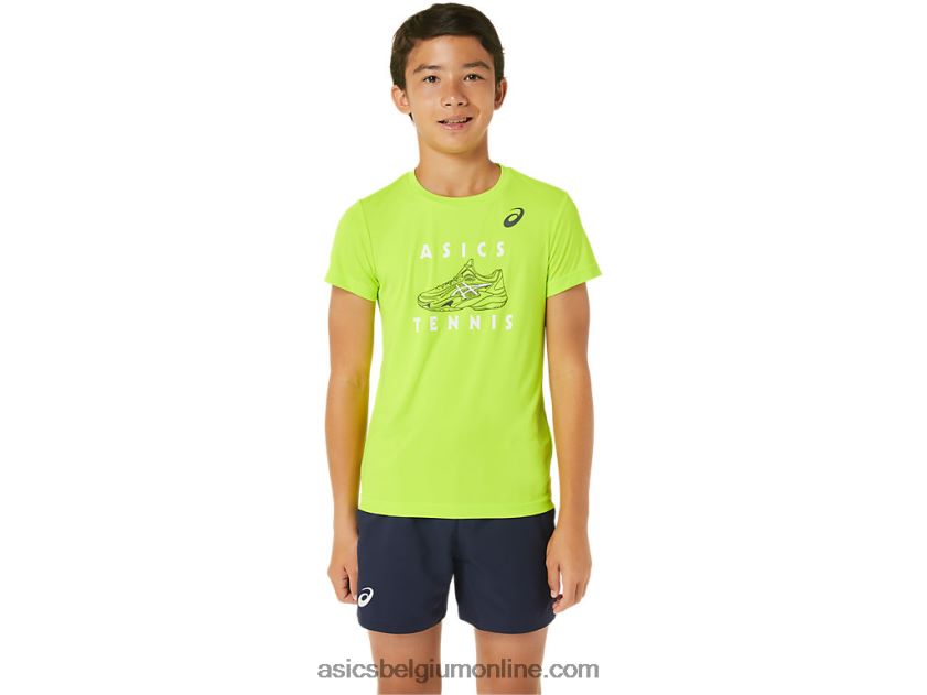 tennisshirt met korte mouwen voor kinderen V6HXR24239 gevaar groen Asics