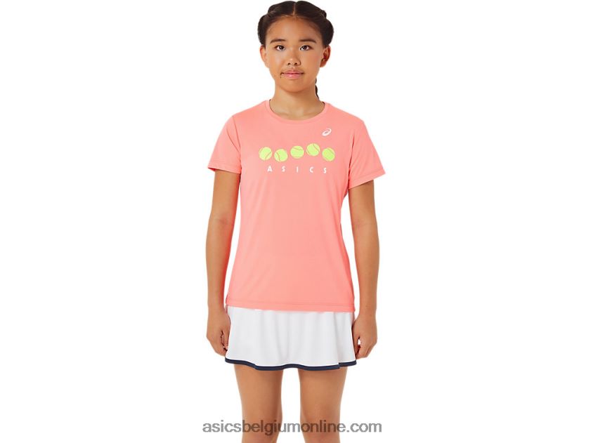 tennisshirt met print voor kinderen V6HXR24237 guave Asics