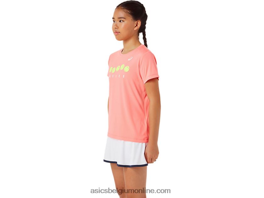 tennisshirt met print voor kinderen V6HXR24237 guave Asics