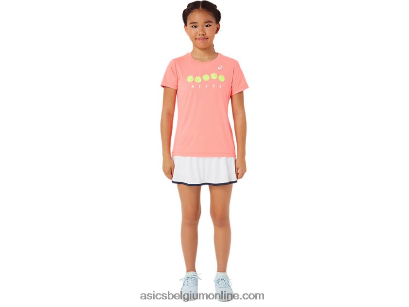 tennisshirt met print voor kinderen V6HXR24237 guave Asics