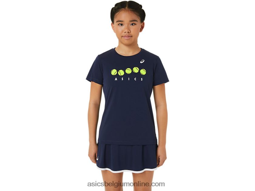 tennisshirt met print voor kinderen V6HXR24240 middernacht Asics