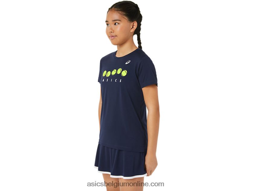 tennisshirt met print voor kinderen V6HXR24240 middernacht Asics